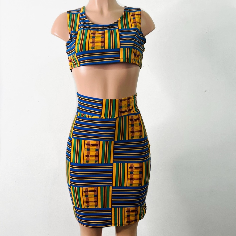 Two piece crop top and skirt